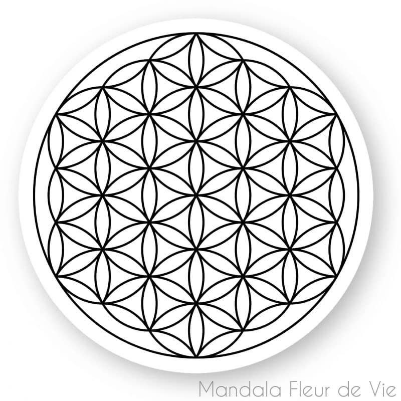 autocollant fleur de vie noir 5 cm blanc mandala fleur de vie