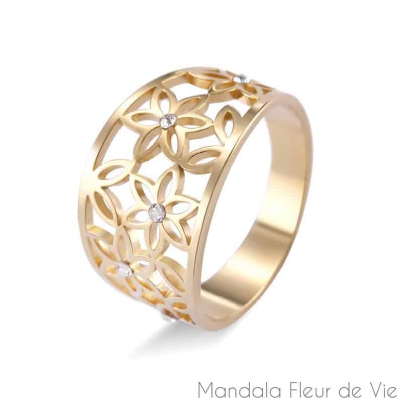 bague fleur de vie et cristaux 7 gold color mandala fleur de vie 5