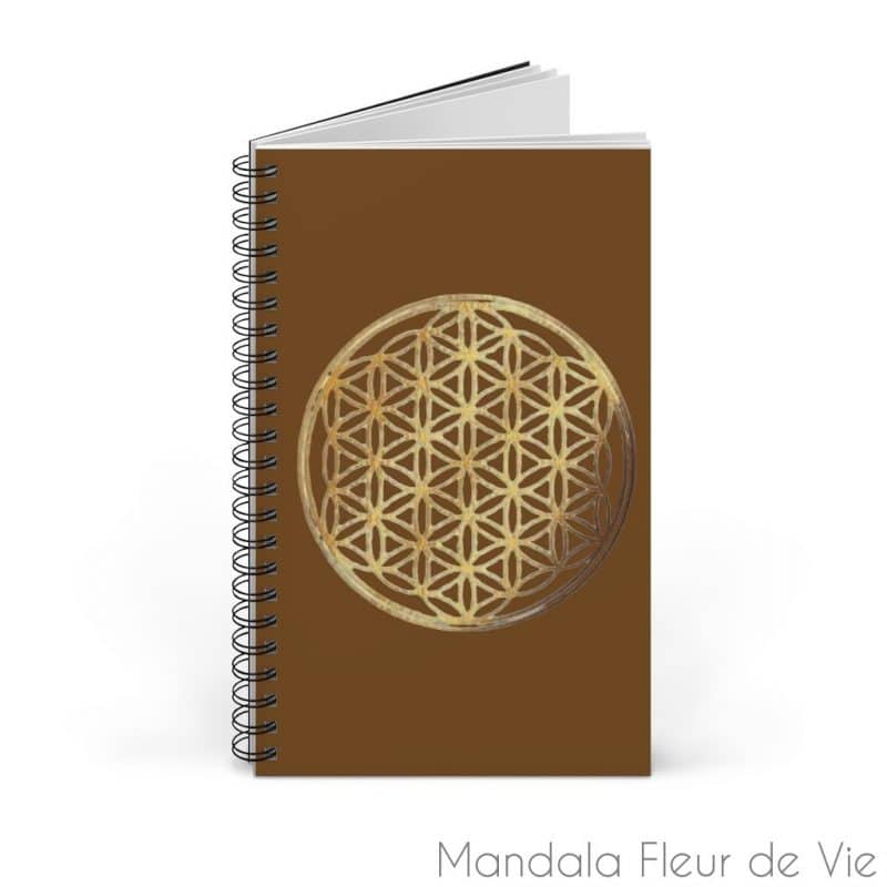 carnet motif fleur de vie or pages lignees spiral notebook mandala fleur de vie 2