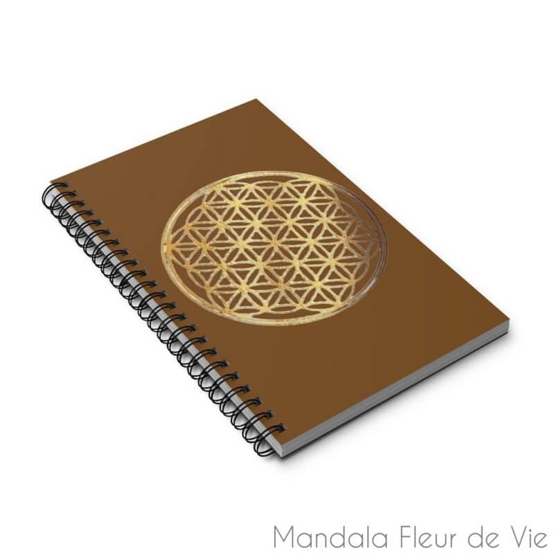 carnet motif fleur de vie or pages lignees spiral notebook mandala fleur de vie 3