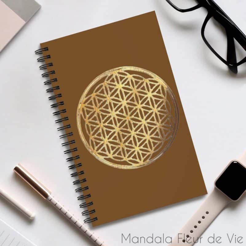 carnet motif fleur de vie or pages lignees spiral notebook mandala fleur de vie 5