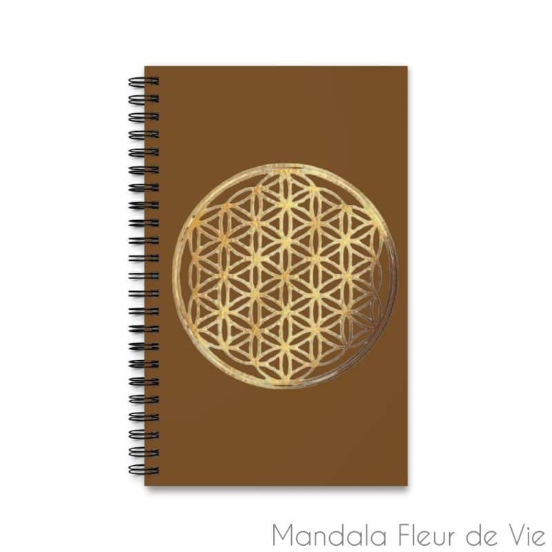 carnet motif fleur de vie or pages lignees spiral notebook mandala fleur de vie