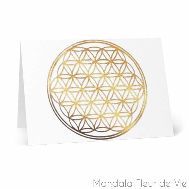 cartes fleur de vie or fond blanc 8 pcs 41 x 58 mandala fleur de vie