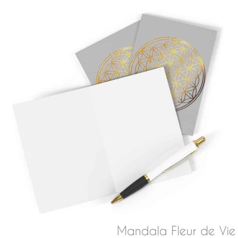 cartes fleur de vie or fond gris 8 pcs 41 x 58 mandala fleur de vie 6