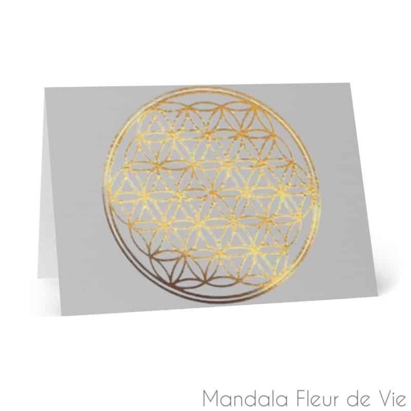 cartes fleur de vie or fond gris 8 pcs 41 x 58 mandala fleur de vie