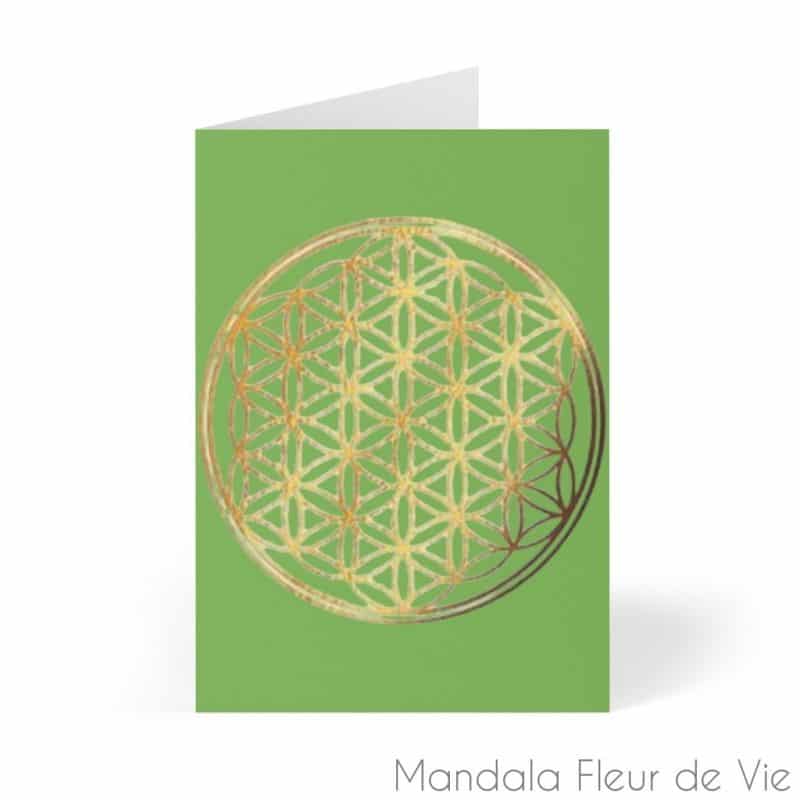 cartes fleur de vie or fond vert 8 pcs 41 x 58 mandala fleur de vie 2