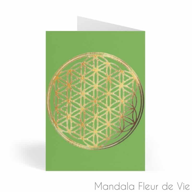 cartes fleur de vie or fond vert 8 pcs 41 x 58 mandala fleur de vie 3