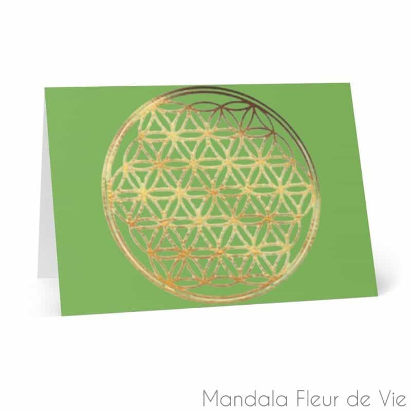 cartes fleur de vie or fond vert 8 pcs 41 x 58 mandala fleur de vie 5