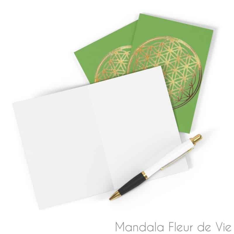 cartes fleur de vie or fond vert 8 pcs 41 x 58 mandala fleur de vie 6