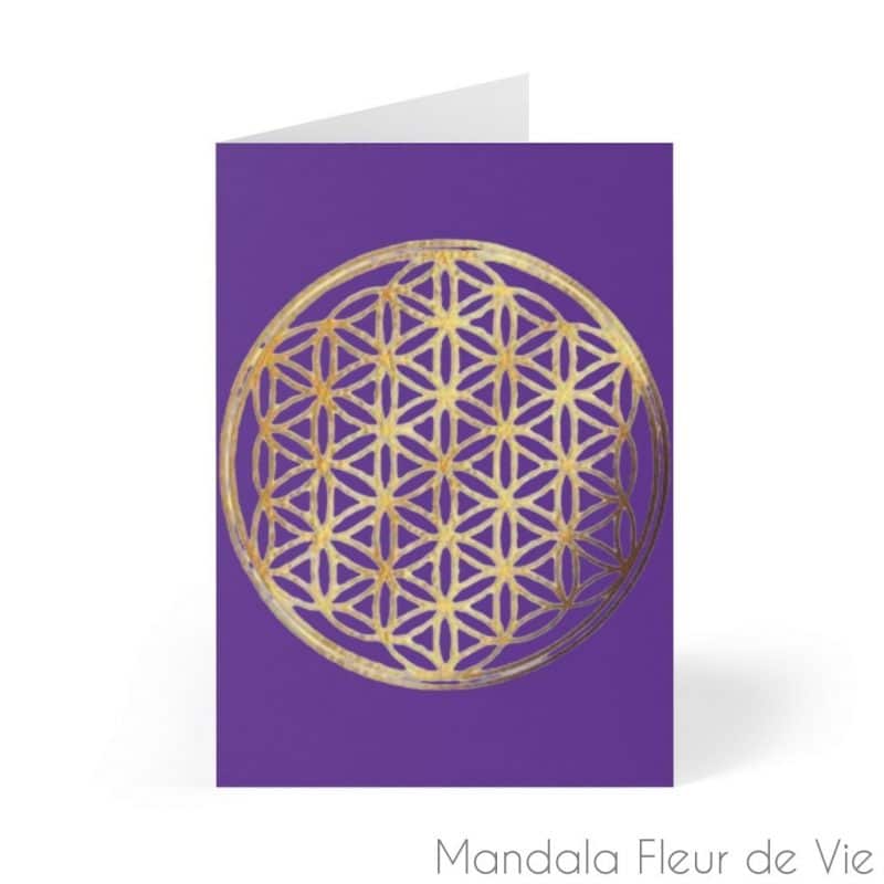 cartes fleur de vie or fond violet 8 pcs 41 x 58 mandala fleur de vie 2