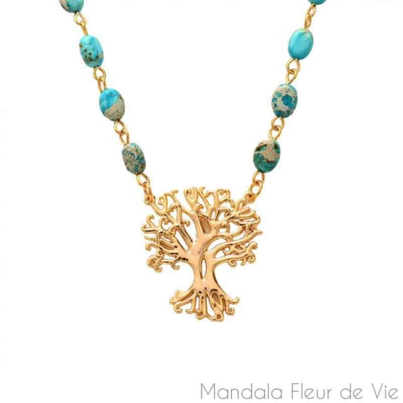 collier arbre de vie jaspe