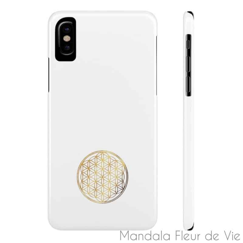 coque telephone fleur de vie or iphone x slim mandala fleur de vie