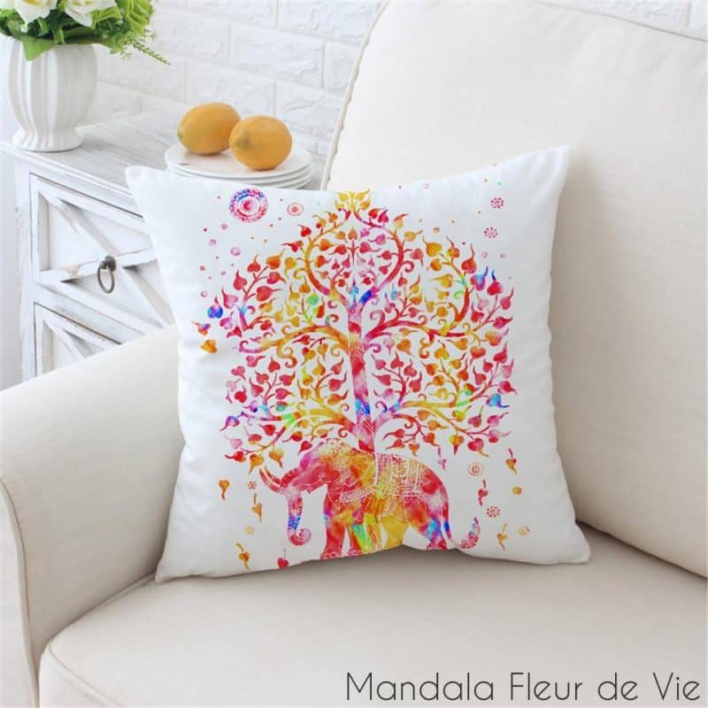 housse de coussin br mandala elephant 45cmx45cm mandala fleur de vie 2