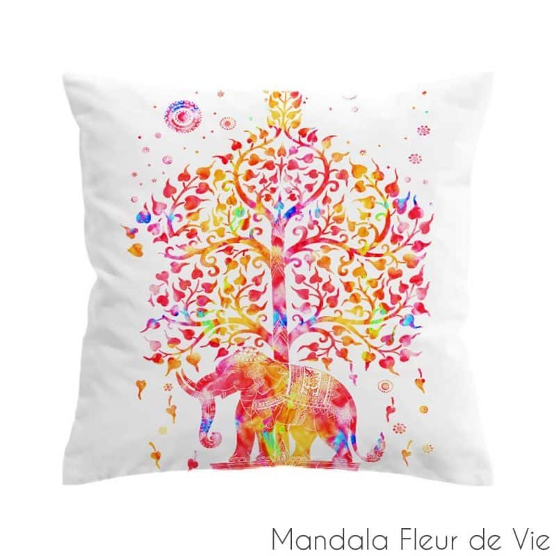 housse de coussin br mandala elephant 45cmx45cm mandala fleur de vie