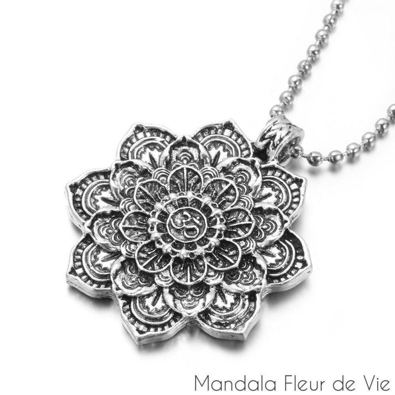 pendentif mandala fleur de lotus om mandala fleur de vie