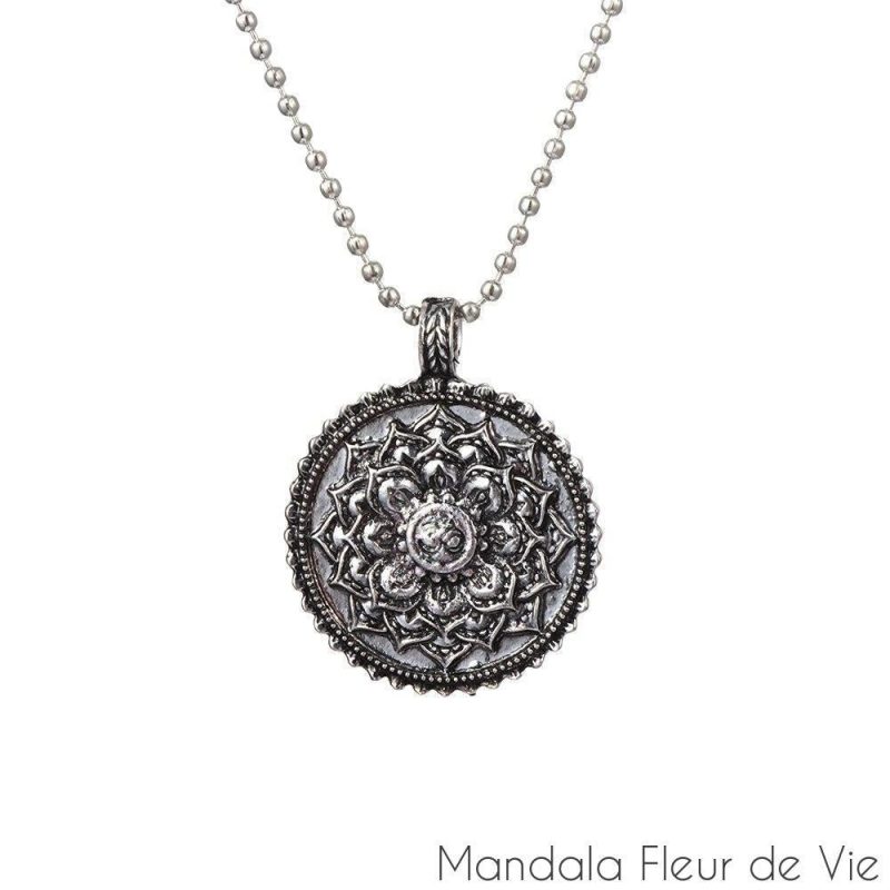 pendentif mandala fleur de lotus om style3 mandala fleur de vie 8