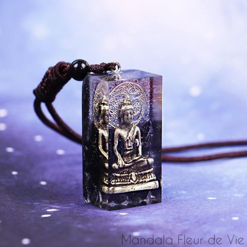 pendentif orgonite bouddha om bouddha mandala fleur de vie 4