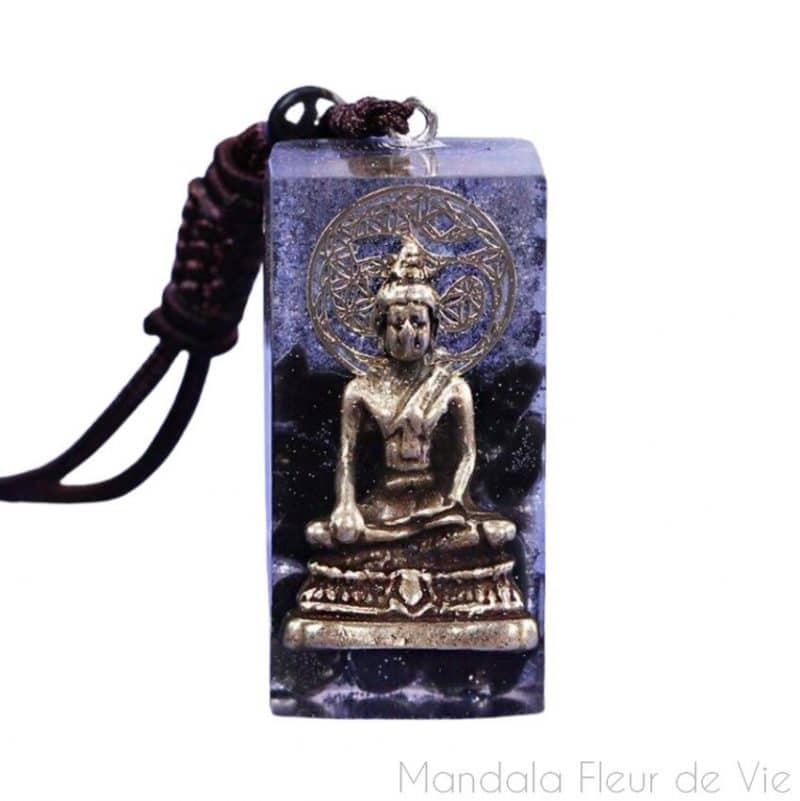 pendentif orgonite bouddha om bouddha mandala fleur de vie