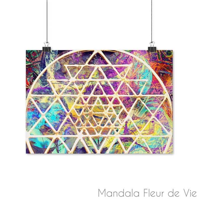 poster sri yantra or 59x42cm 234 x 165 brillant mandala fleur de vie 5