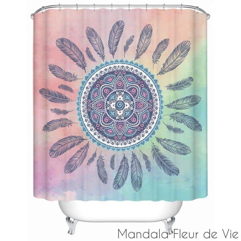 rideau de douche br mandala attrape reves pastel 180x200cm mandala fleur de vie 2