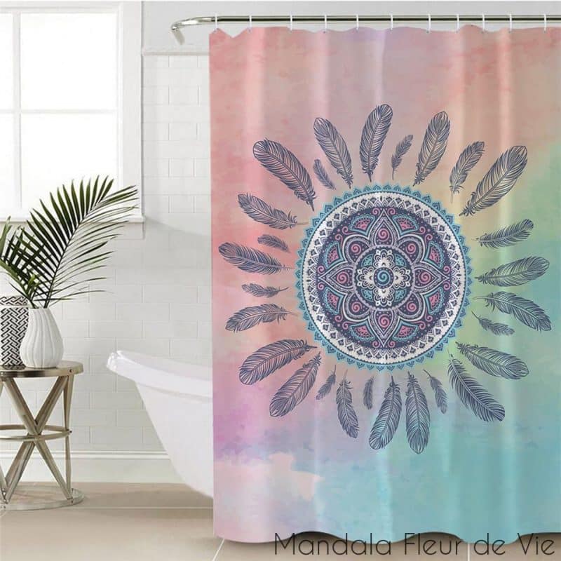 rideau de douche br mandala attrape reves pastel 180x200cm mandala fleur de vie