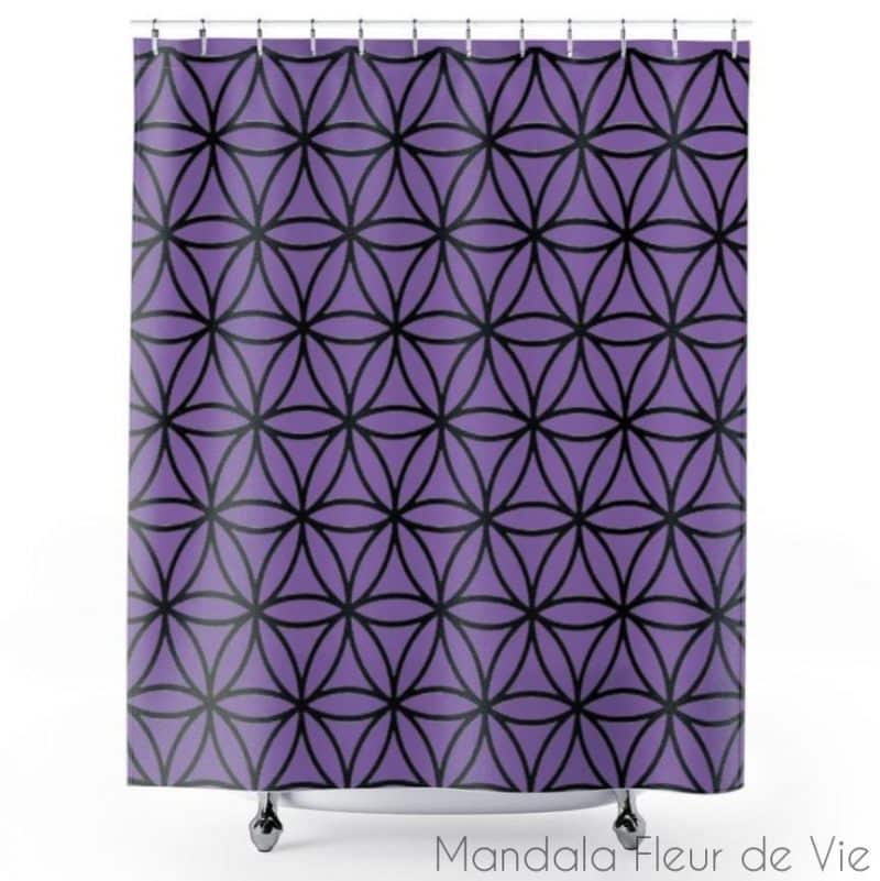 rideau de douche fleur de vie br noir violet 71 x 74 mandala fleur de vie