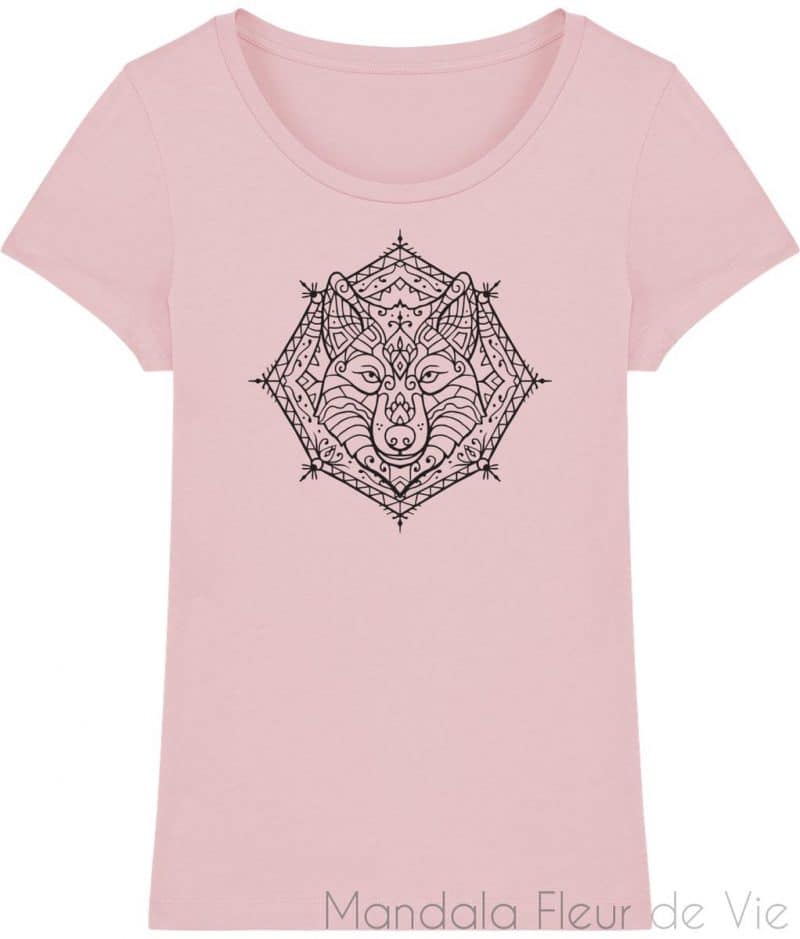 t shirt mandala loup cotton pink xs mandala fleur de vie 5