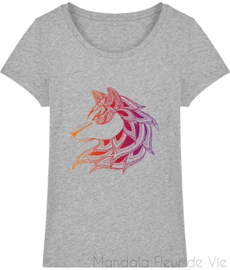 t shirt mandala loup couleur heather grey xs mandala fleur de vie 2