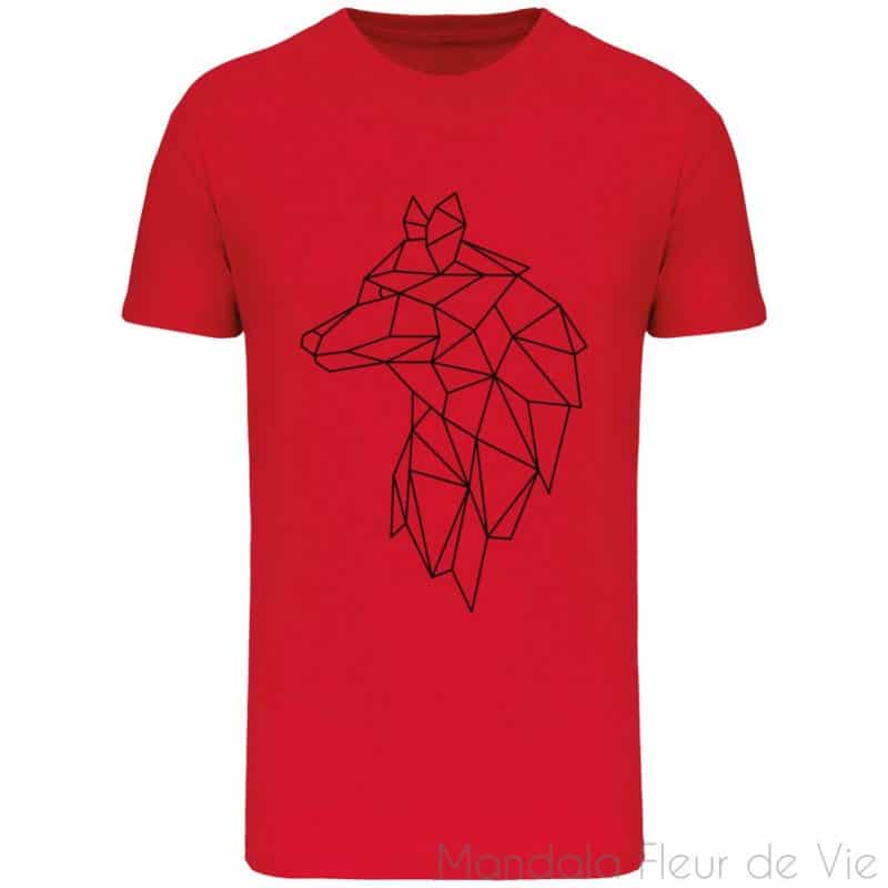 t shirt mandala loup geometrique red s mandala fleur de vie