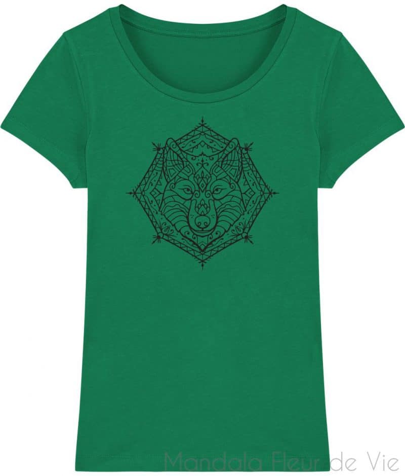 t shirt mandala loup varsity green xs mandala fleur de vie 6