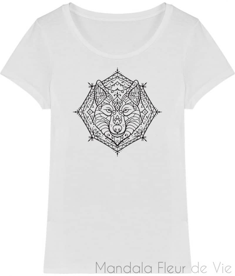 t shirt mandala loup white xs mandala fleur de vie 4