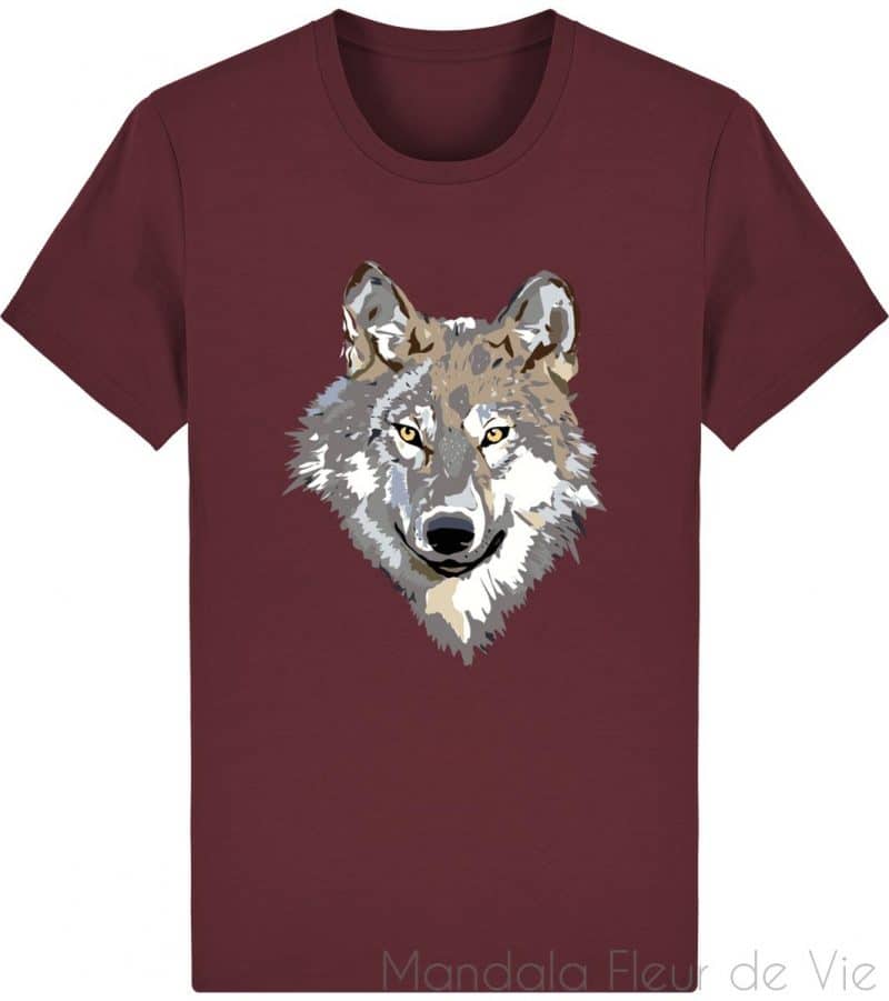 t shirt unisexe tete de loup burgundy xs mandala fleur de vie 7