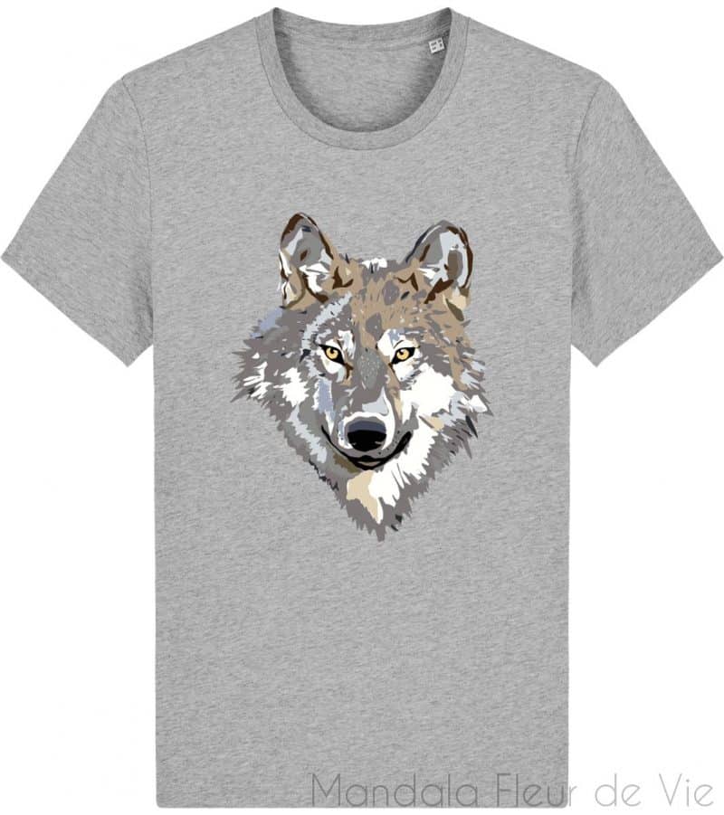 t shirt unisexe tete de loup heather grey xxs mandala fleur de vie 3