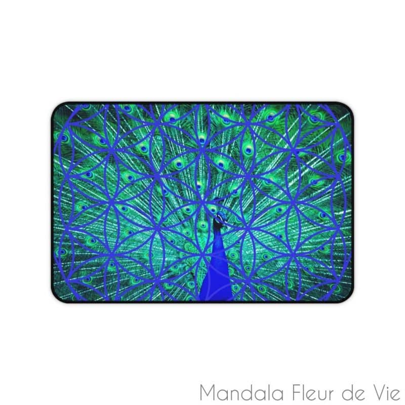 tapis de bureau fleur de vie paon 12x22 mandala fleur de vie 2