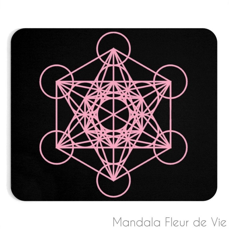 tapis de souris cube de metatron rose 9x75 mandala fleur de vie 2