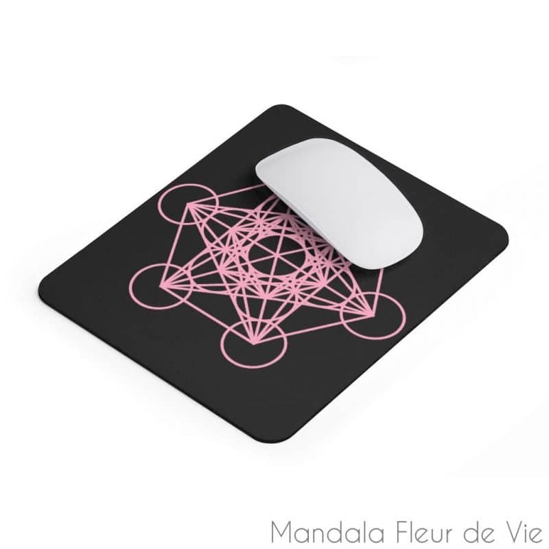 tapis de souris cube de metatron rose 9x75 mandala fleur de vie 4