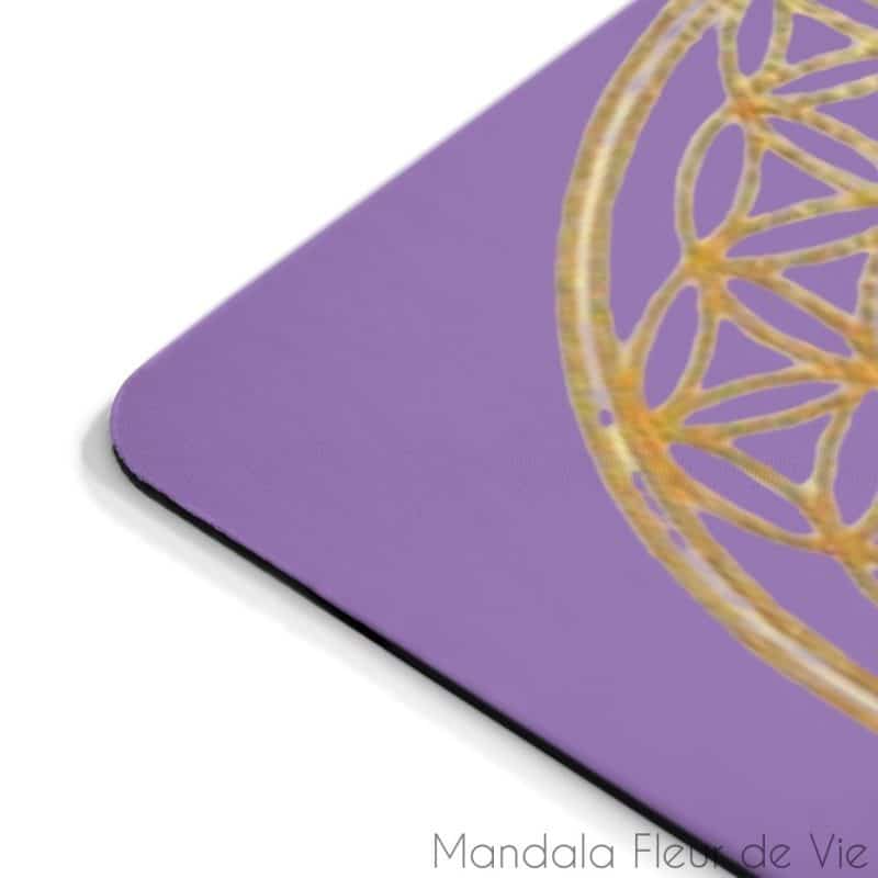 tapis de souris mauve fleur de vie doree 9x75 mandala fleur de vie 6