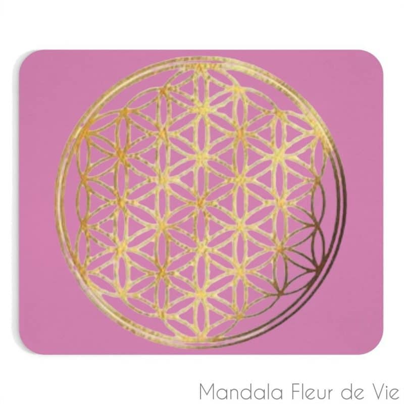 tapis de souris rose fleur de vie doree 9x75 mandala fleur de vie 2