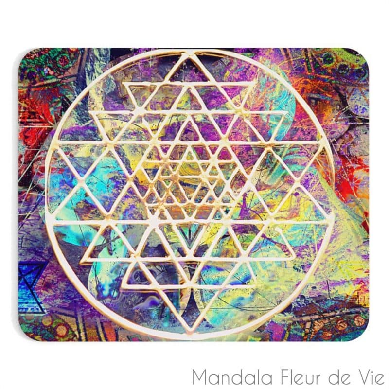 tapis de souris sri yantra 9x75 mandala fleur de vie 2