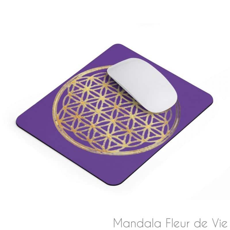 tapis de souris violet fleur de vie doree 9x75 mandala fleur de vie 4