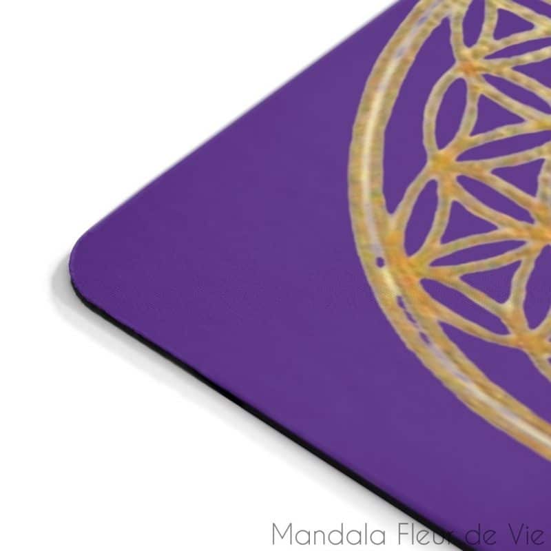 tapis de souris violet fleur de vie doree 9x75 mandala fleur de vie 6