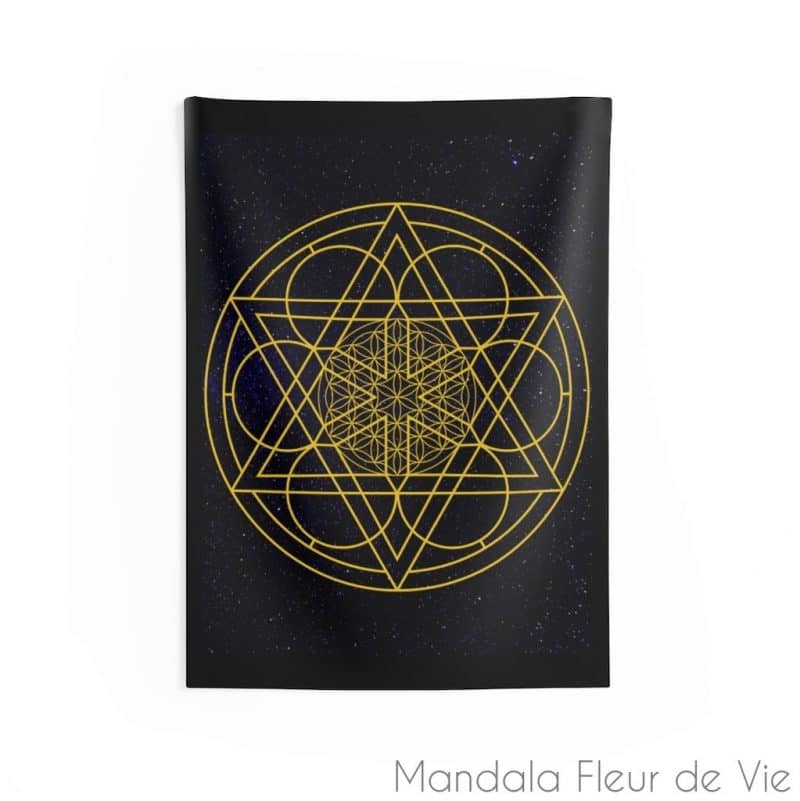 tenture murale hexagramme fleur de vie 66x91cm 26x36 mandala fleur de vie