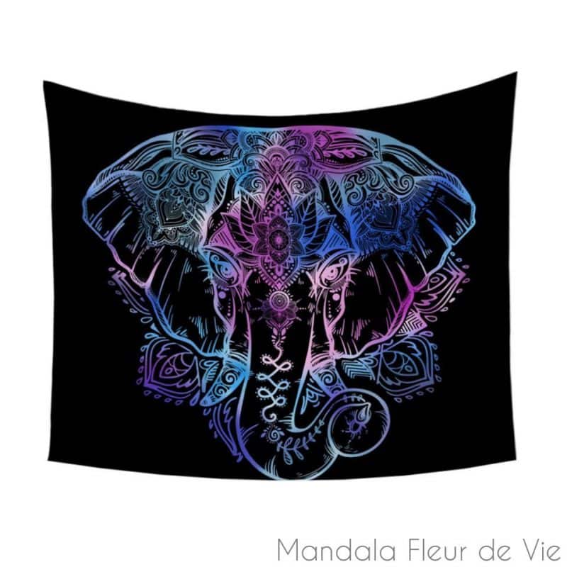 tenture murale mandala animaux lelephant 130x150cm without words mandala fleur de vie 2