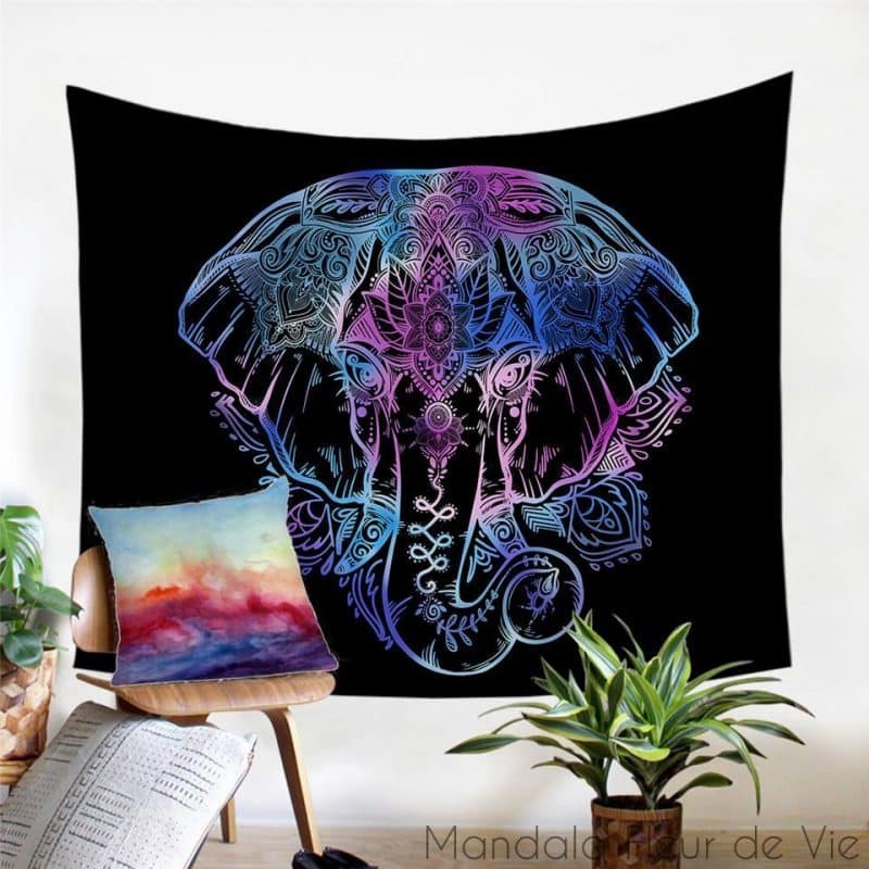 tenture murale mandala animaux lelephant 130x150cm without words mandala fleur de vie