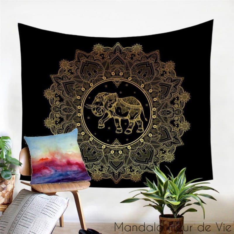 tenture murale mandala elephant elephant 150x200cm mandala fleur de vie 2