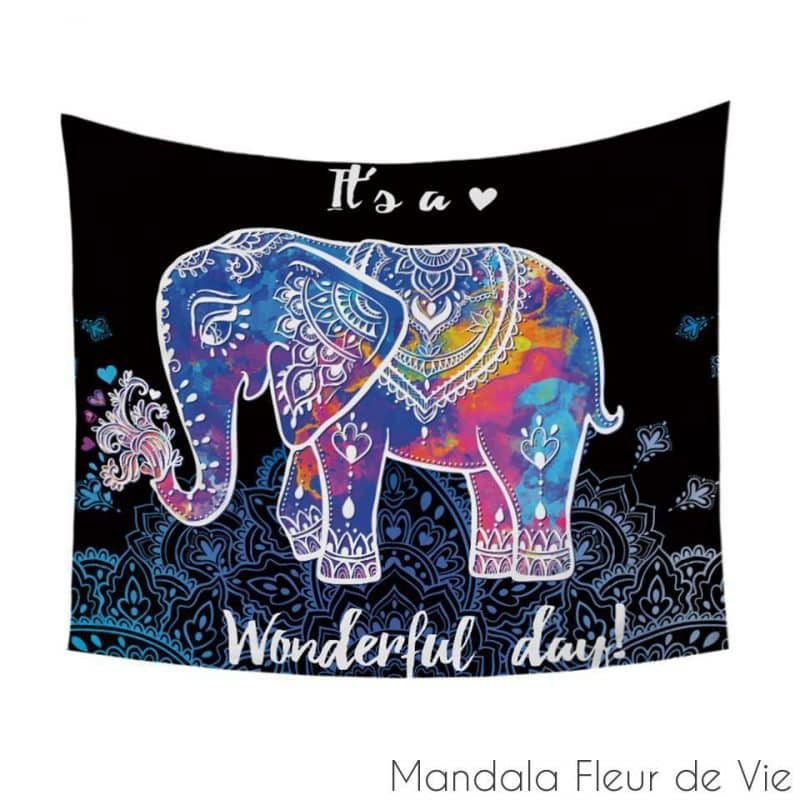 tenture murale mandala elephant wonderful day 150200cm mandala fleur de vie