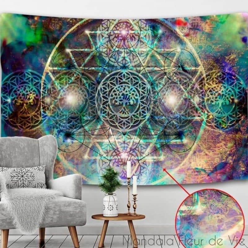 tenture murale mandala sri yantra arbre de vie sri yantra gt006 1 95x70cm mandala fleur de vie